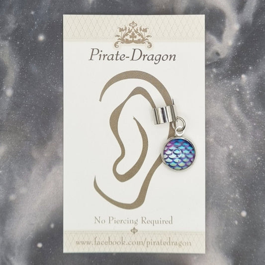 Blue Dragon/Mermaid Scale Non-Pierced Earcuff (EC2059)