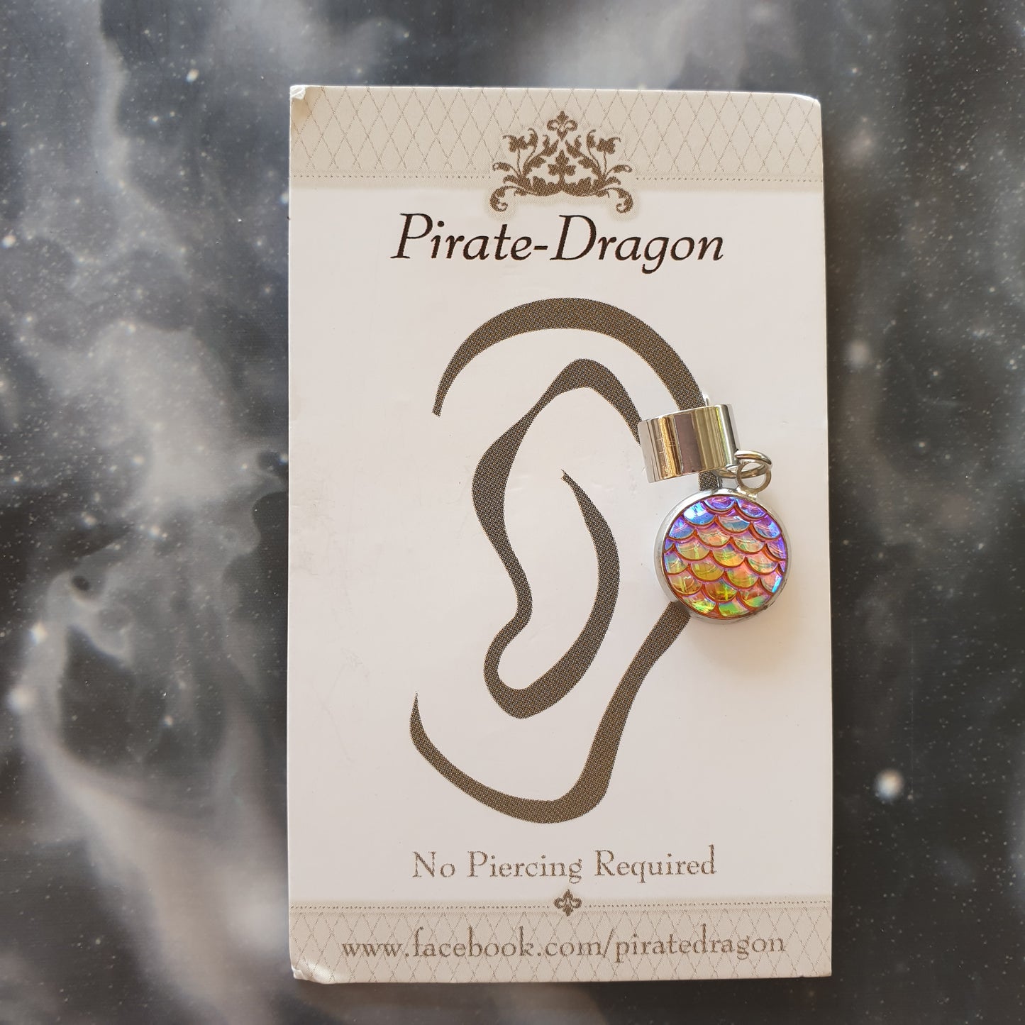Dragon/Mermaid Scale (Textured) - Orange/Iridescent - Non-Pierced Earcuff (EC2072)