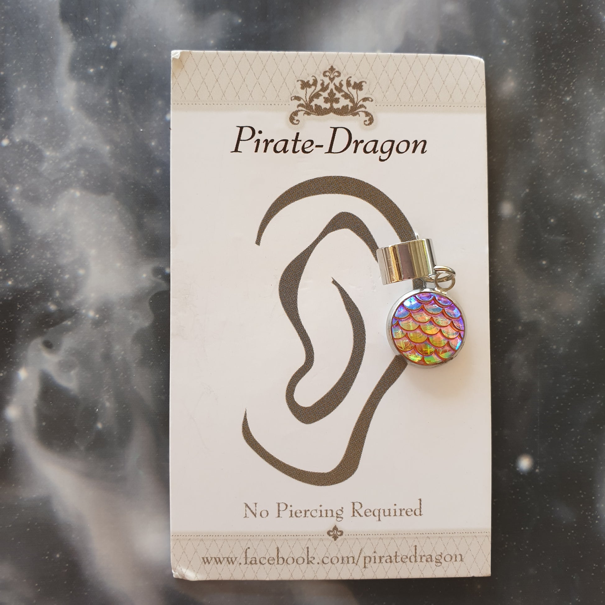 Dragon/Mermaid Scale (Textured) - Orange/Iridescent - Non-Pierced Earcuff (EC2072)