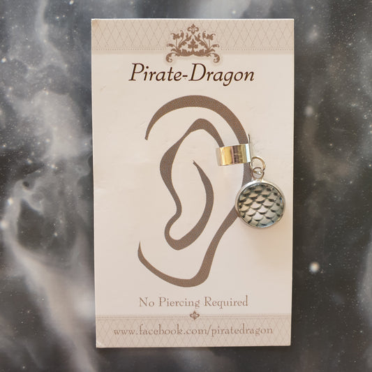 Dragon/Mermaid Scale - White/Grey - Non-Pierced Earcuff (EC2123)