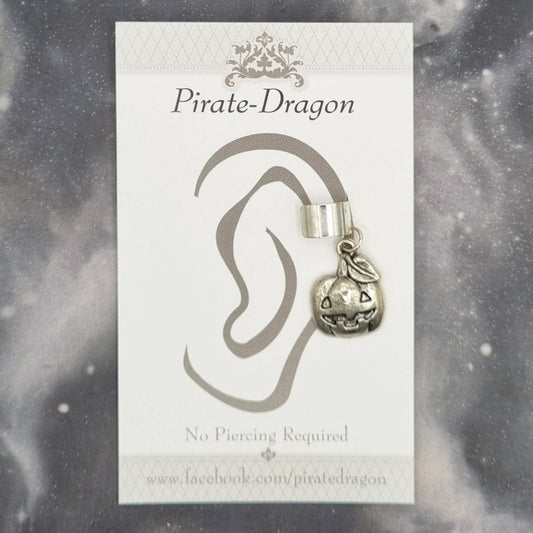 Silver Pumpkin Non-Pierced Ear Cuff (EC2137)