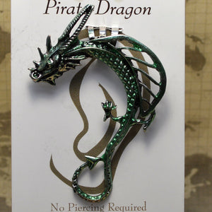 Open Wing Dragon - Green - Non-Pierced Earcuff (EC2406)