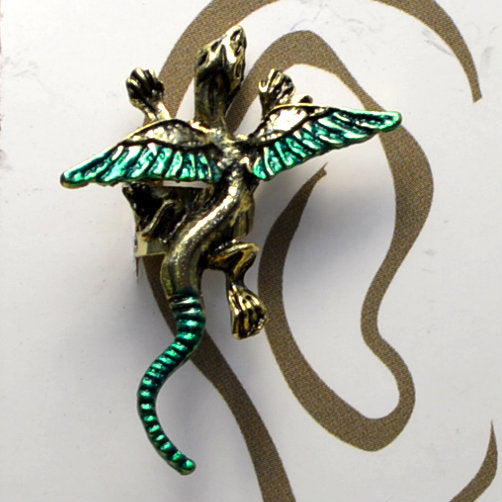 Small Dragon - Gold & Green - Non-Pierced Earcuff (EC2508)