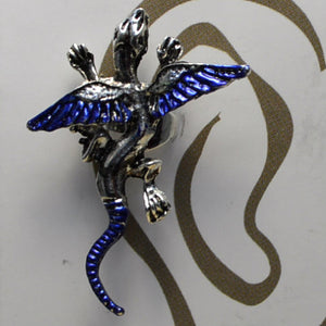 Small Dragon - Dark Blue & Silver - Non-Pierced Earcuff (EC2541)
