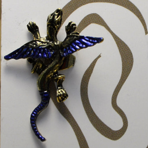 Small Dragon - Dark Blue & Gold - Non-Pierced Earcuff (EC2548)