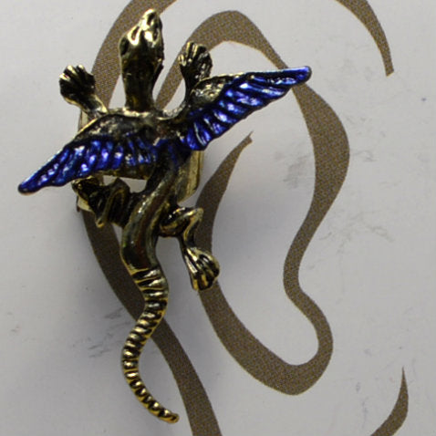 Small Dragon - Dark Blue & Gold - Non-Pierced Earcuff (EC2550)