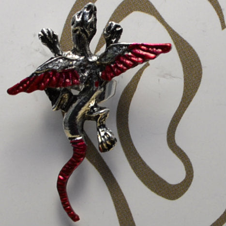 Small Dragon - Red & Silver - Non-Pierced Earcuff (EC2555)