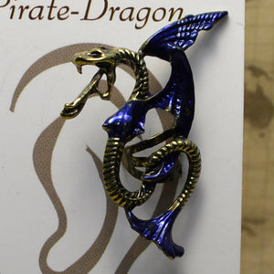 Winged Snake - Dark Blue & Gold - Non-Pierced Earcuff (EC2705)