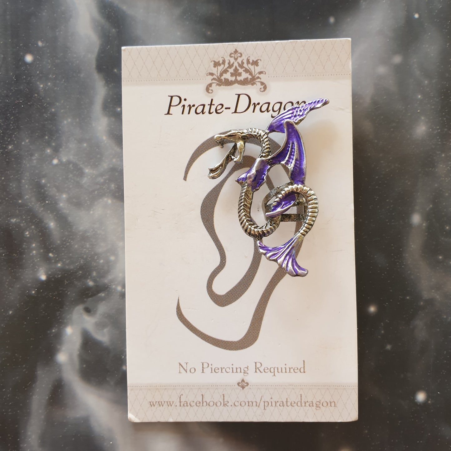 Winged Snake - Purple & Silver - Non-Pierced Earcuff (EC2731)