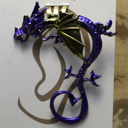 Big Wing Dragon - Purple & Gold - Non-Pierced Earcuff (EC2760)