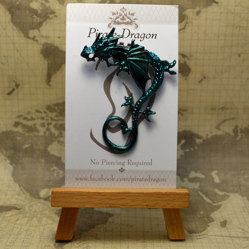Big Wing Dragon - Dark Green - Non-Pierced Earcuff (EC2772)