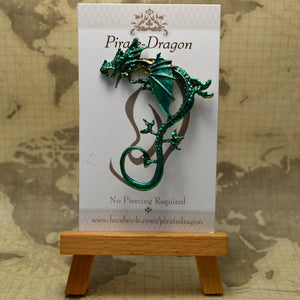 Big Wing Dragon - Dark Green - Non-Pierced Earcuff (EC2774)
