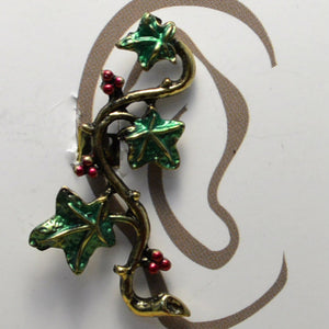 Vine Leaves - Red Berries - Non-Pierced Earcuff (EC2806)
