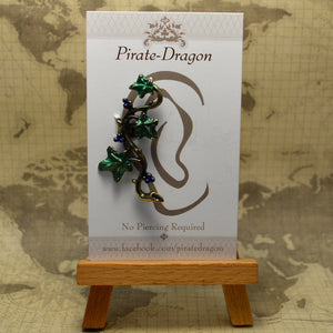 Vine Leaves - Blue Berries - Non-Pierced Earcuff (EC2810)