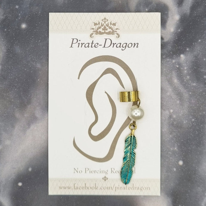 Blue Feather Non-Pierced Ear Cuff (EC2829)