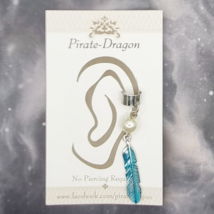 Light Blue Feather Non-Pierced Ear Cuff (EC2831)