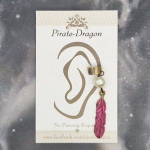 Pink Feather Non-Pierced Ear Cuff (EC2846)