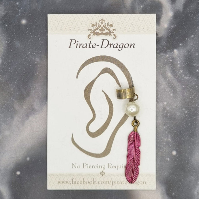 Pink Feather Non-Pierced Ear Cuff (EC2846)