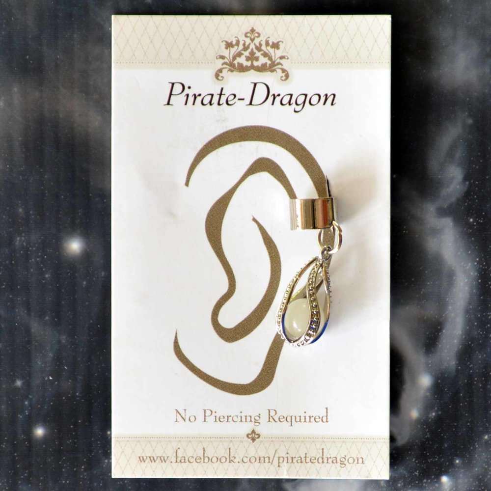Silver Filigree Drop Non-Pierced Ear Cuff (EC2875)