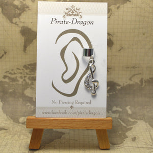 Non-Pierced Earcuff - G-Clef with Gems (EC2881)
