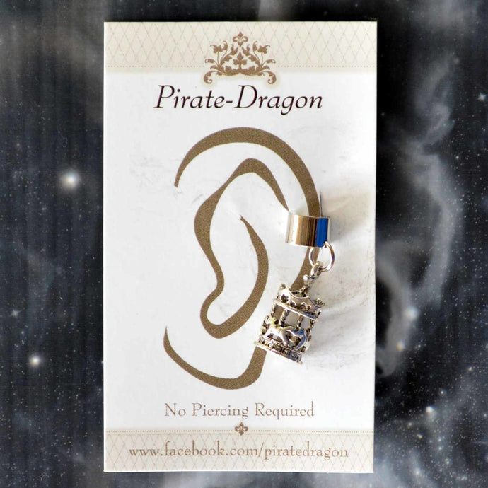 Silver Carousel Non-Pierced Ear Cuff (EC2937)
