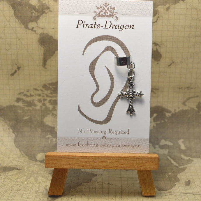Non-Pierced Earcuff - Silver Small Cross (EC2956)