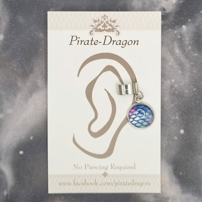 Blue Dragon/Mermaid Scale Non-Pierced Earcuff (EC2963)