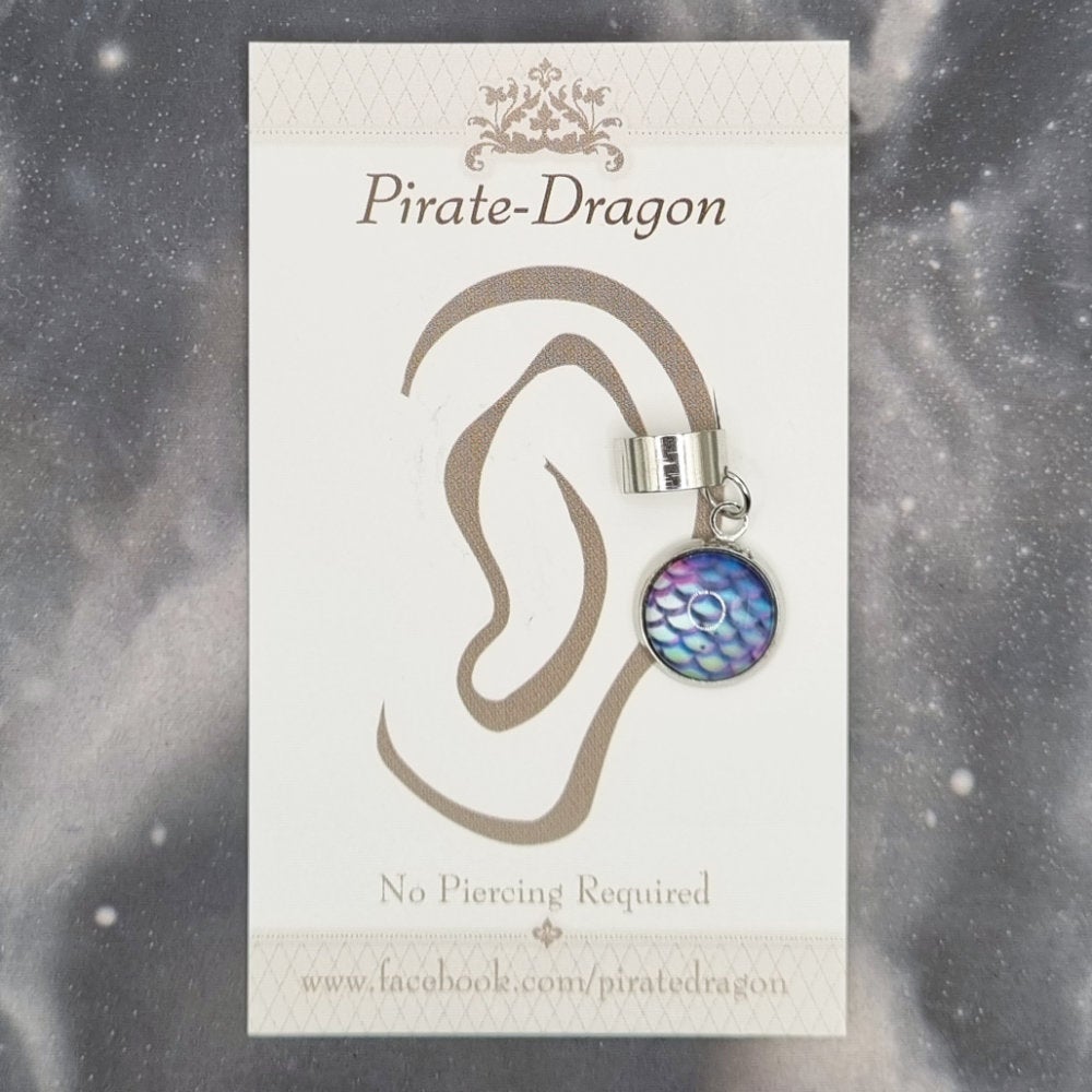 Blue Dragon/Mermaid Scale Non-Pierced Earcuff (EC2976)