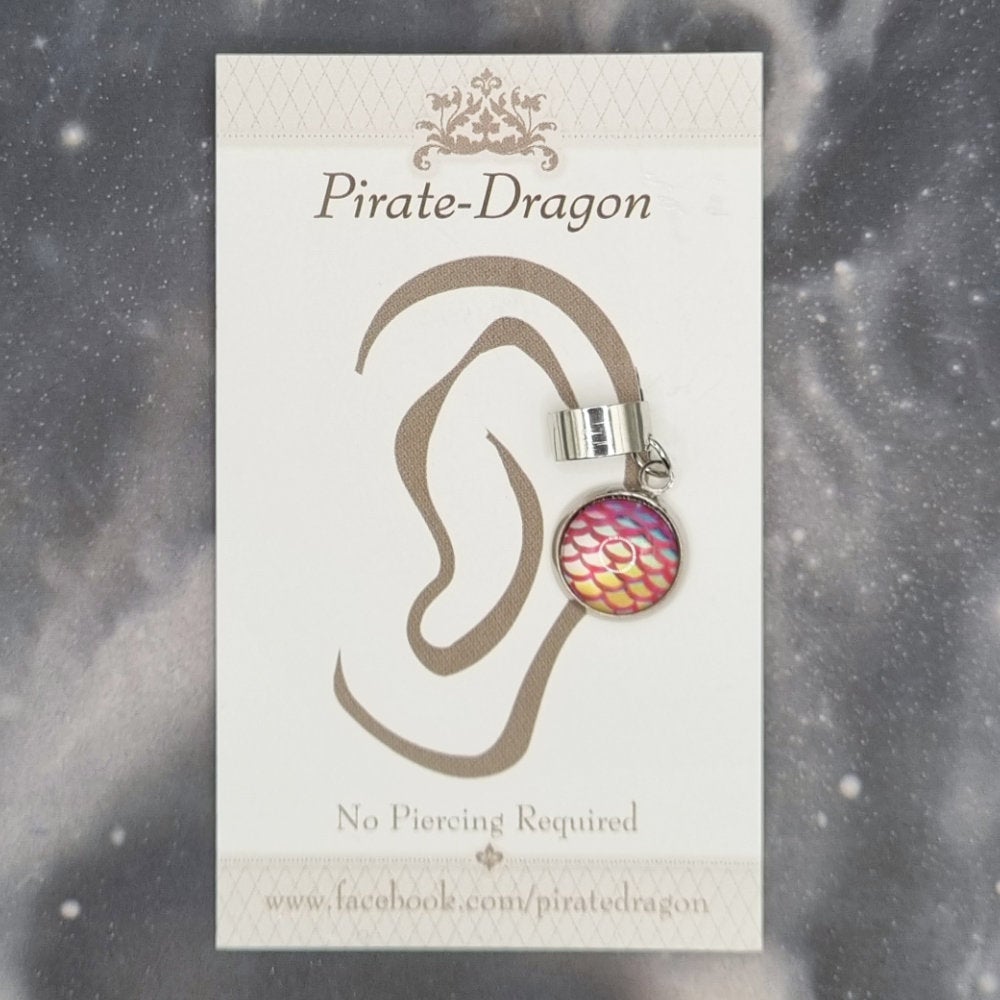 Yellow/Pink Dragon/Mermaid Scale Non-Pierced Earcuff (EC2978)