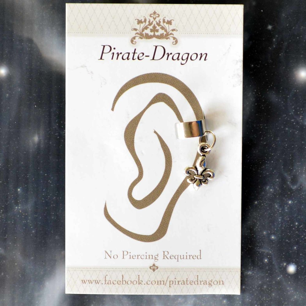 Silver Fleur-de-lis Non-Pierced Ear Cuff (EC3582)