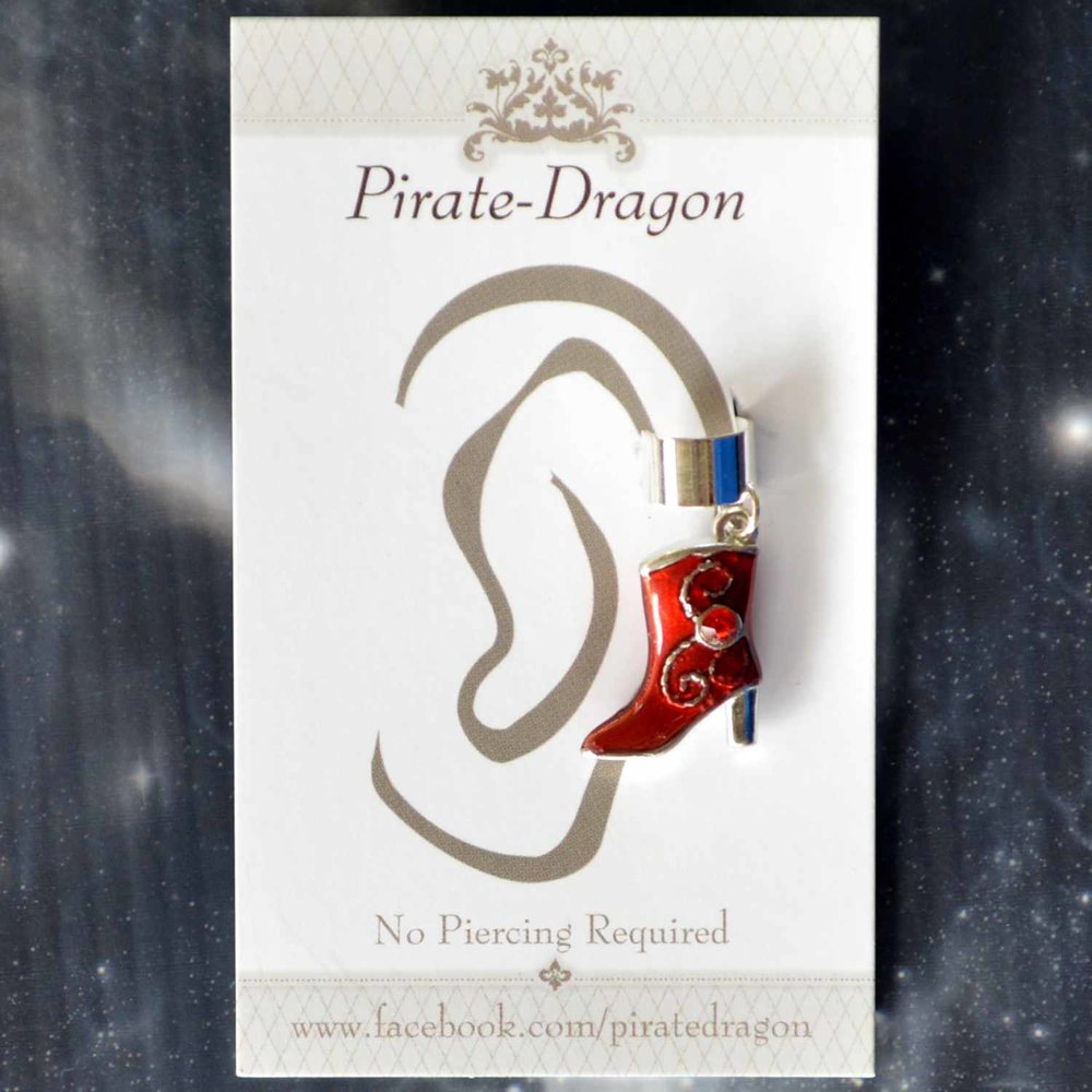 Red Boot Non-Pierced Ear Cuff (EC3591)
