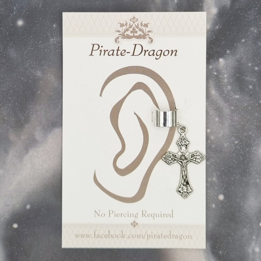 Silver Cross Non-Pierced Ear Cuff (EC3601)
