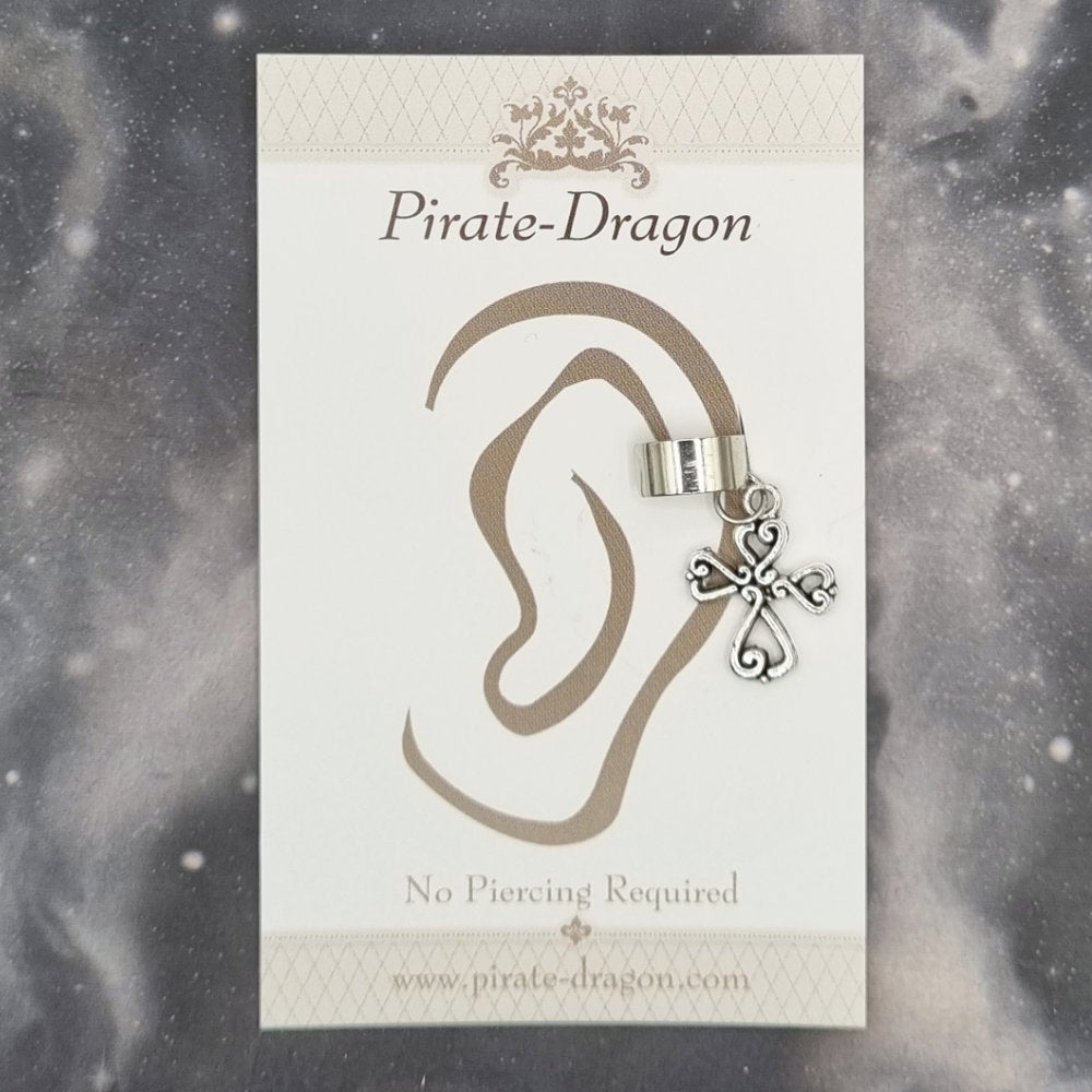 Silver Cross Non-Pierced Ear Cuff (EC3602)