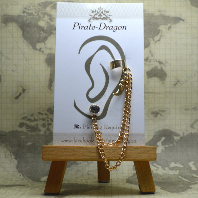 Pierced Earcuff - Gold Chains with Wing (EC4006)