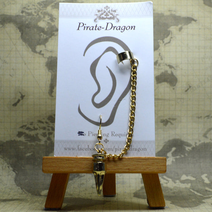 Pierced Earcuff - Gold Chains with Drop (EC4122)
