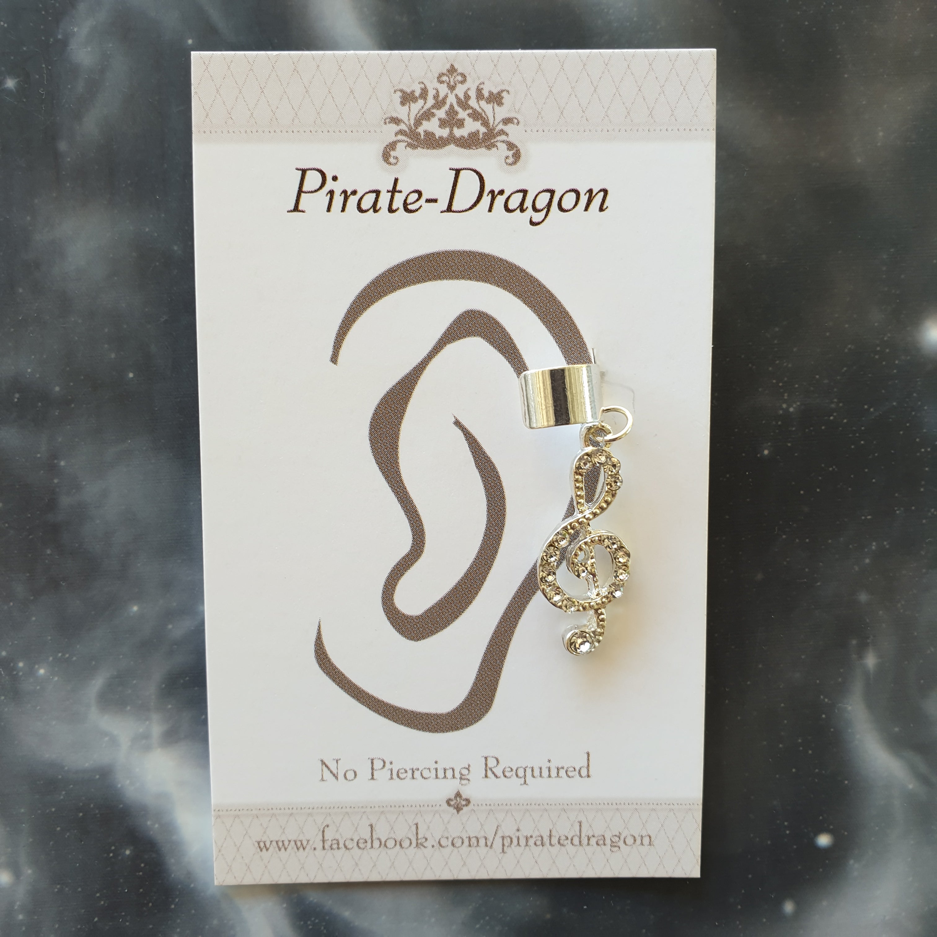 G-Clef with Gems Non-Pierced Earcuff (EC4212)