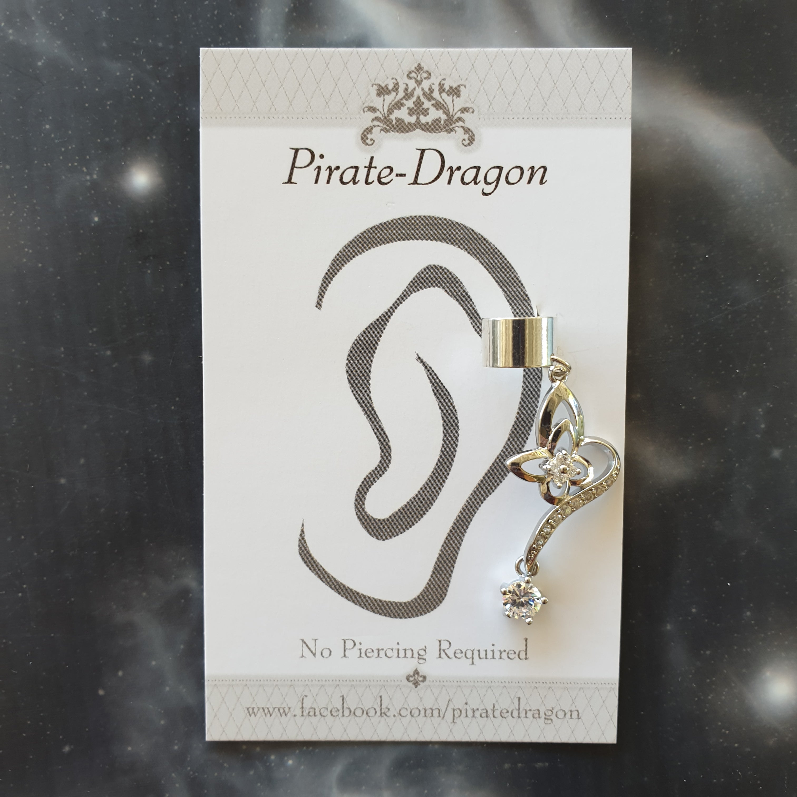 White Butterfly with Gems Non-Pierced Ear Cuff (EC4225)