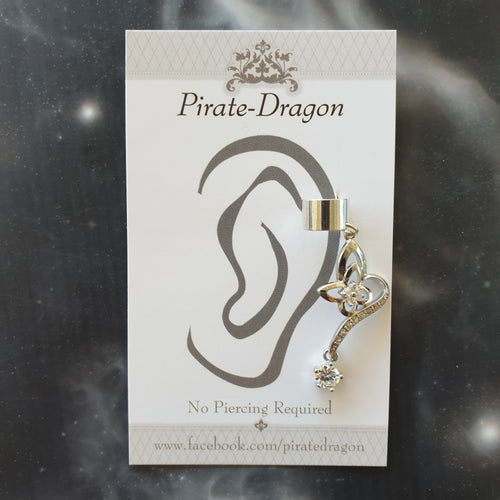 White Butterfly with Gems Non-Pierced Ear Cuff (EC4225)