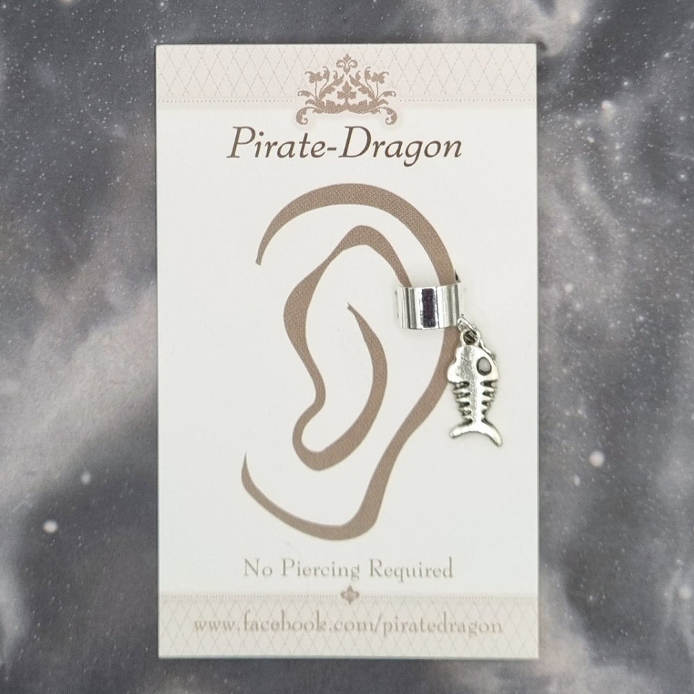 Silver Fish Skeleton Non-Pierced Ear Cuff (EC4263)