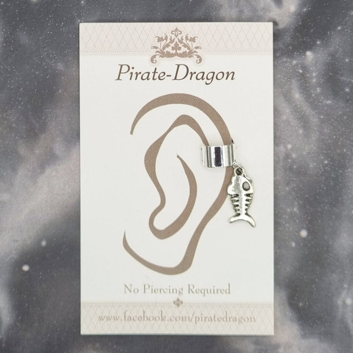 Silver Fish Skeleton Non-Pierced Ear Cuff (EC4263)