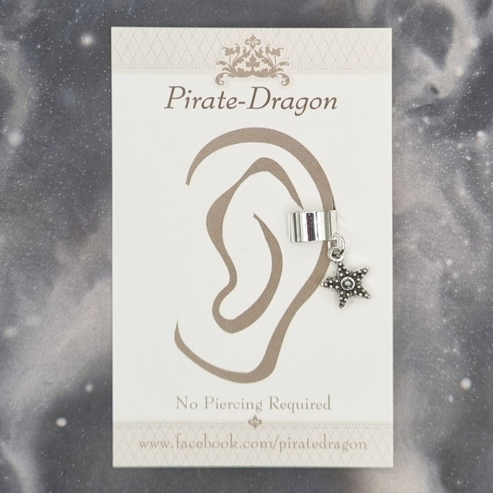 Silver Starfish Non-Pierced Ear Cuff (EC4267)