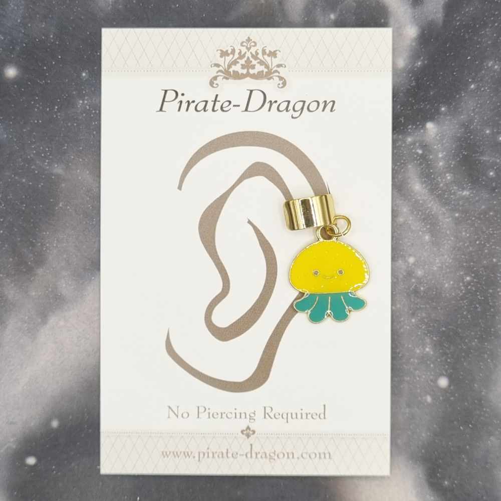 Yellow & Green Jellyfish - Non-Pierced Earcuff (EC4404)