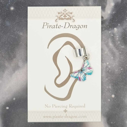 Blue/White/Pink Butterfly - Non-Pierced Earcuff (EC4424)