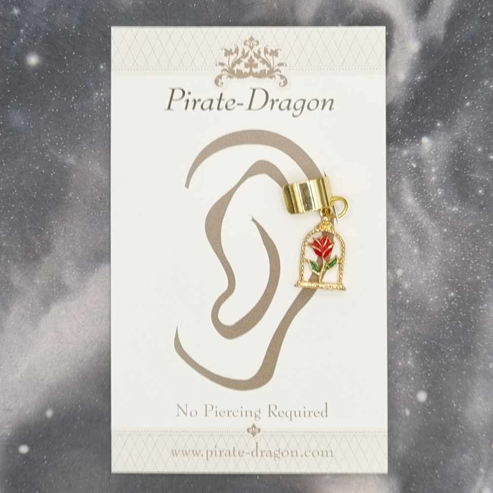 Red Rose - Non-Pierced Earcuff (EC4434)