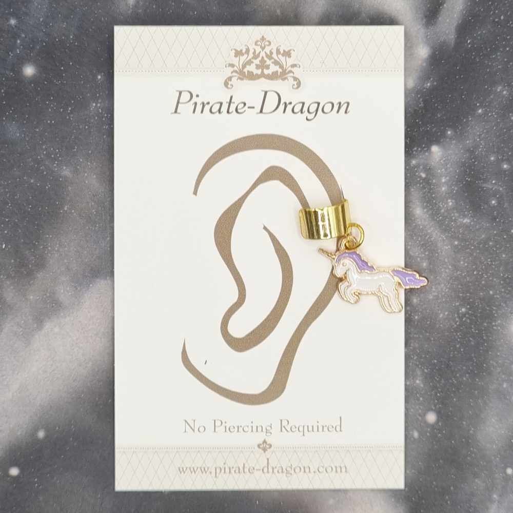 Purple & White Unicorn - Non-Pierced Earcuff (EC4454)