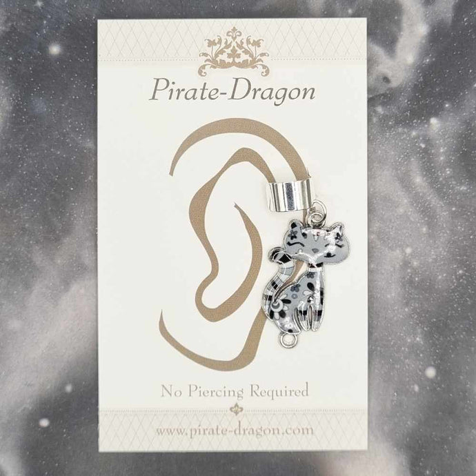 Grey Cat - Non-Pierced Earcuff (EC4483)