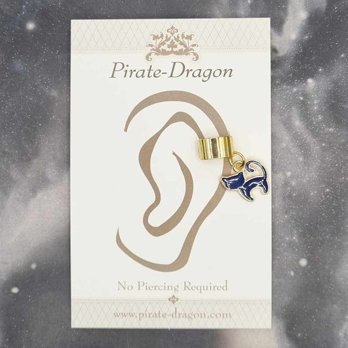 Dark Blue Cat Non-Pierced Ear Cuff (EC4501)
