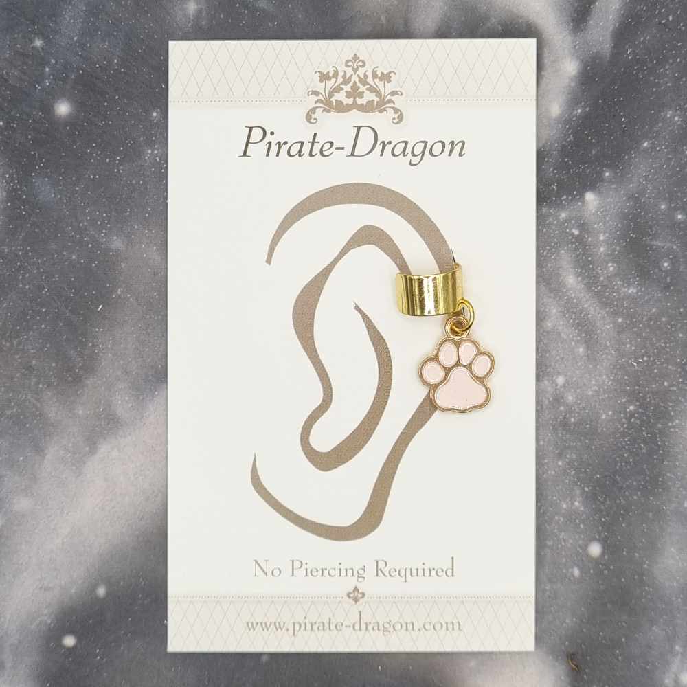 Pale Pink Paw Print Non-Pierced Ear Cuff (EC4509)