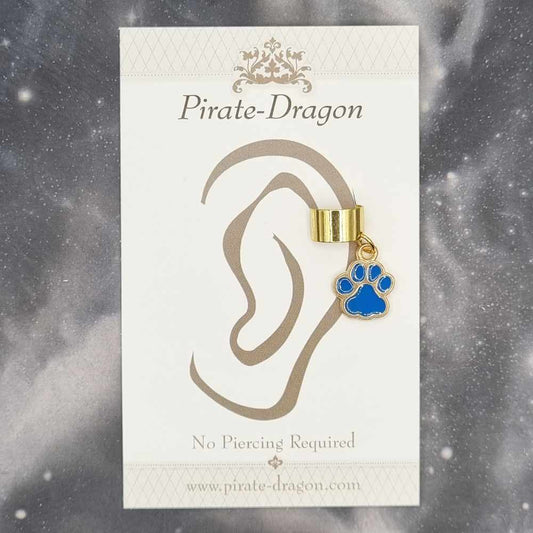 Blue Paw Print Non-Pierced Ear Cuff (EC4513)