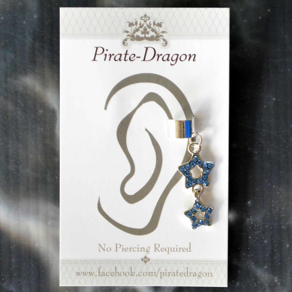 Light Blue Gem Star Non-Pierced Ear Cuff (EC4599)
